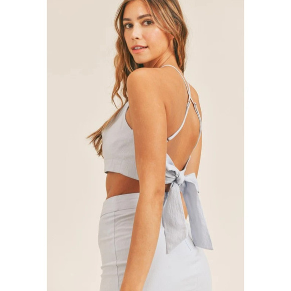 Mable Matching Set Womens Halter Crop Top Mini Skirt Summer Chic Beige Size M - Picture 2 of 16